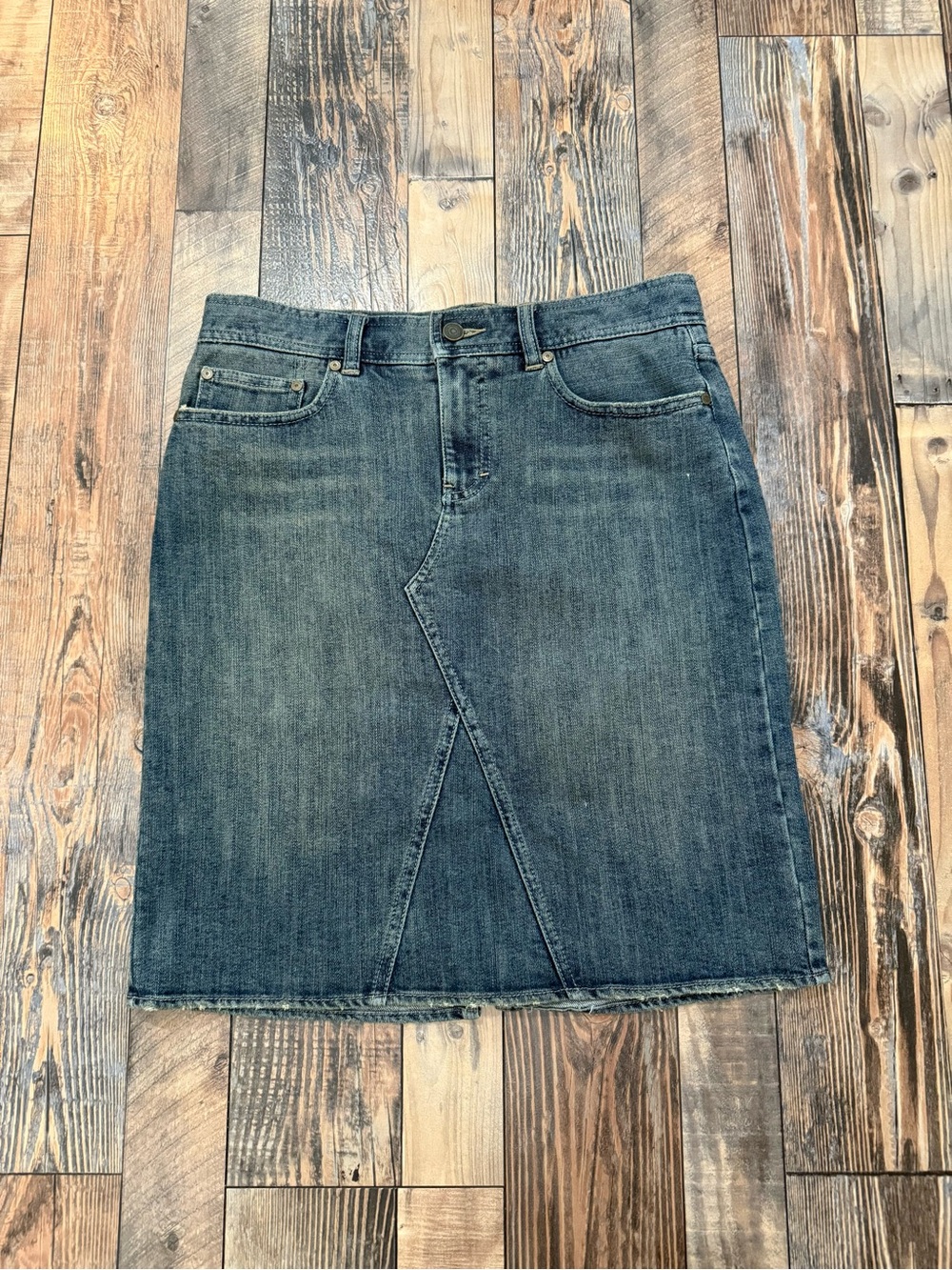 Calvin Klein Jeans Medium Wash Denim Skirt with Beading Detail